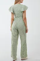 QED MINT GREEN WRAP FRILL SLEEVE JUMPSUIT NEW SIZES 8-16