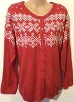 RED FAIRISLE CHRISTMAS KNIT CARDIGAN NEW SIZES 12-20