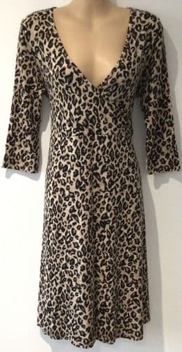 RED HERRING MATERNITY TAN LEOPARD PRINT DRESS SIZE 12