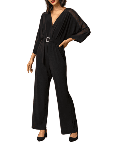 ROMAN BLACK BELT DETAIL WRAP JUMPSUIT NEW SIZE 14
