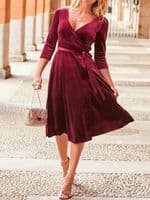 RUBY VELVET WRAP OCCASION DRESS NEW SIZES 6-20