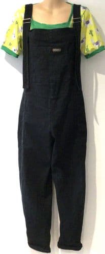 RUN & FLY CLASSIC BLACK DENIM DUNGAREES SIZE XXL 20-22
