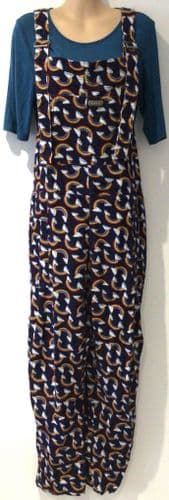 RUN & FLY NAVY RAINBOW CORD DUNGAREES SIZE L 16-18