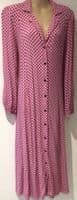 SAVIDA PINK SPOTTY MIDI SHIRT DRESS SIZE L 14/16