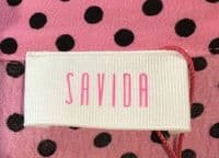 SAVIDA PINK SPOTTY MIDI SHIRT DRESS SIZE L 14/16