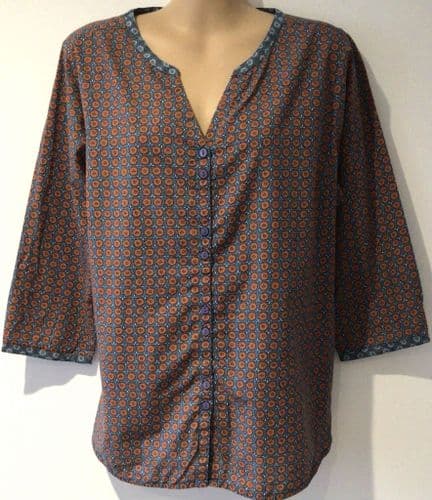 SEASALT COTTON FLORAL CORAL SHIRT SIZE 14