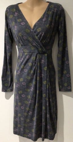 SEASALT CREST BAMBOO WRAP PURPLE FLORAL JERSEY DRESS SIZE 10