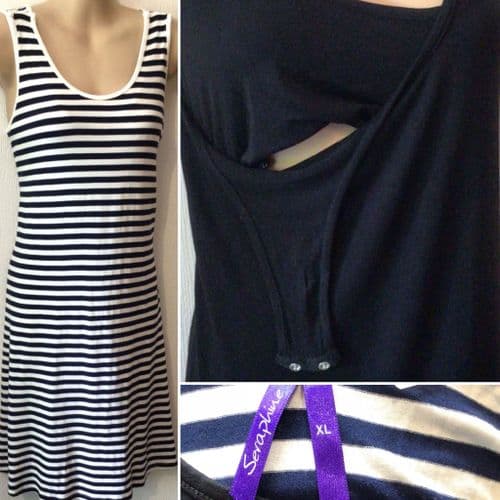 SERAPHINE 2 PACK BLACK/STRIPE NURSING & MATERNITY SUMMER DRESSES SIZE XL 16/18