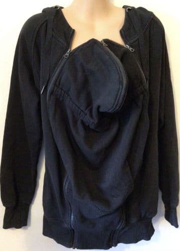 SERAPHINE BLACK 3 IN 1 BABY WEARING ZIP HOODIE JACKET M 12-14