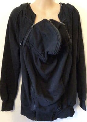 SERAPHINE BLACK 3 IN 1 BABY WEARING ZIP HOODIE JACKET NEW SIZE L 14-18