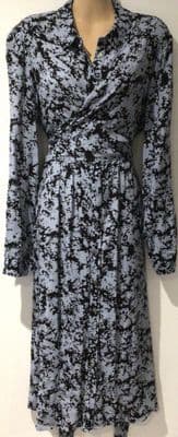 SERAPHINE BLACK/BLUE FLORAL TIE BACK NURSING SHIRT DRESS SIZE 14