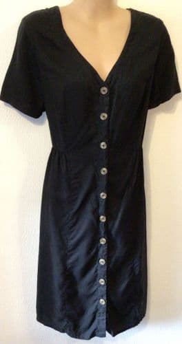 SERAPHINE BLACK BUTTON THROUGH SHIRT DRESS SIZE 16