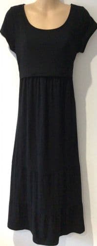 SERAPHINE BLACK CAP SLEEVE TIERED MATERNITY & NURSING DRESS BNWT SIZE 10 PETITE