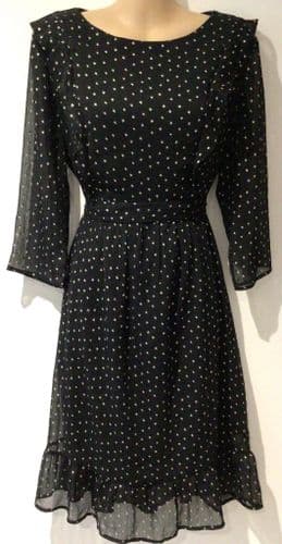 SERAPHINE BLACK CHIFFON STAR PRINT ZIP NURSING MIDI OCCASION DRESS SIZE 18