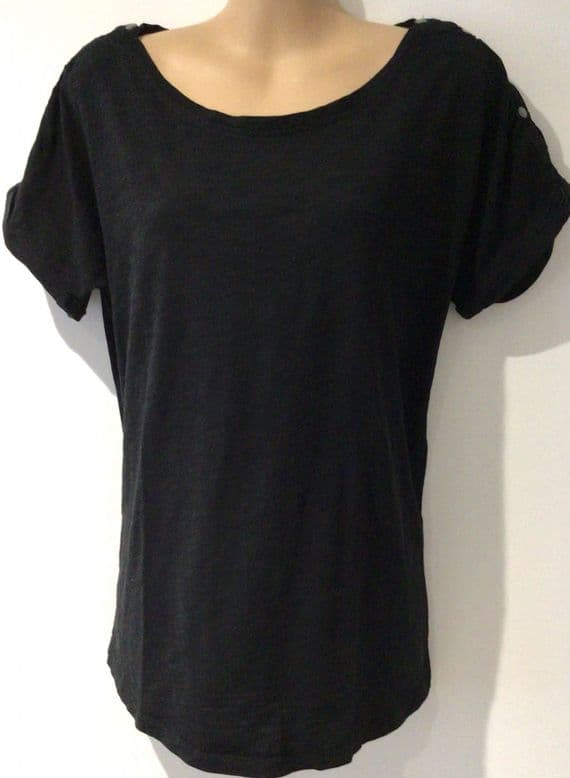 SERAPHINE BLACK COTTON POPPER NURSING TOP SIZE S 10/12