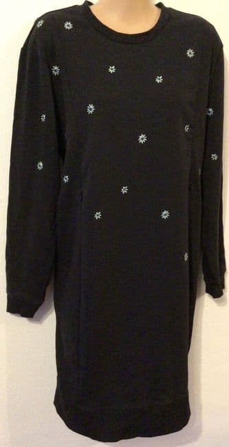SERAPHINE BLACK FLOWER EMBROIDERED NURSING SWEATER DRESS BNWT SIZE 12
