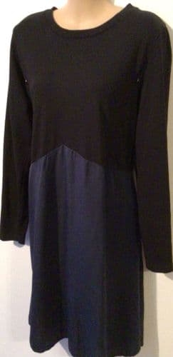 SERAPHINE BLACK/NAVY SWEATER ZIP NURSING MIDI DRESS SIZE 12