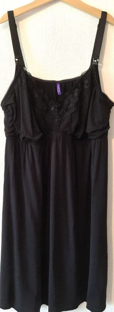 SERAPHINE BLACK NURSING NIGHTIE NIGHTDRESS SIZE L 12 14