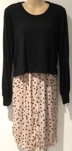 SERAPHINE BLACK/PINK SPOTTY 2 PIECE NURSING JUMPER DRESS SIZE 12