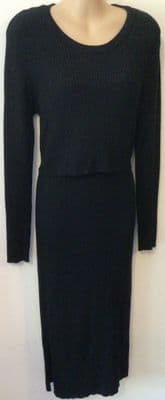 SERAPHINE BLACK RIBBED 2 PIECE NURSING JUMPER DRESS SIZE 16