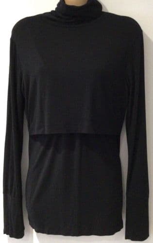 SERAPHINE BLACK ROLL NECK NURSING TOP SIZE M 12
