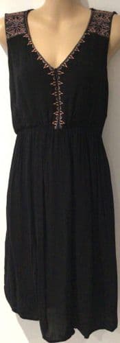 SERAPHINE BLACK SLEEVELESS EMBROIDERED ZIP NURSING DRESS SIZE 12