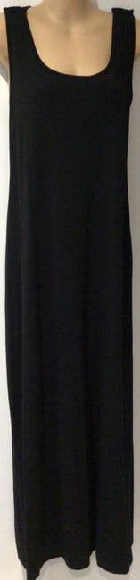 SERAPHINE BLACK SLEEVELESS POPPER SHOULDER MAXI DRESS SIZE 14