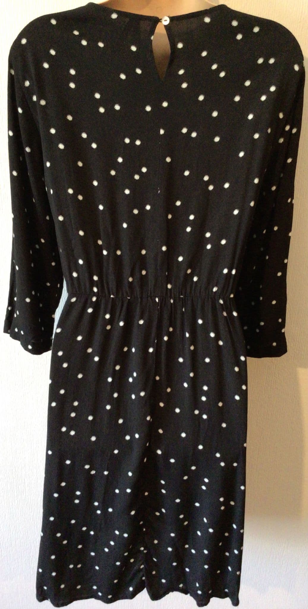 SERAPHINE BLACK SPOT ZIP NURSING MIDI 3/4 SLEEVE DRESS SIZE 12