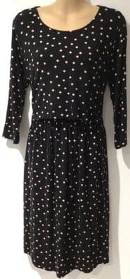 SERAPHINE BLACK SPOTTY FLAP NURSING/MATERNITY JERSEY DRESS SIZE 12
