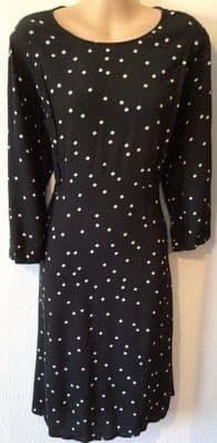 SERAPHINE BLACK SPOTTY ZIP NURSING MIDI DRESS SIZE 16