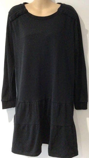 SERAPHINE BLACK TIERED SWEATSHIRT TUNIC DRESS SIZE 14