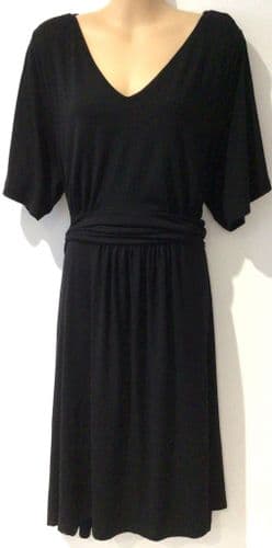 SERAPHINE BLACK V NECK MATERNITY/NURSING JERSEY DRESS SIZE 20