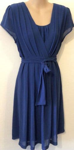 SERAPHINE BLUE CHIFFON OCCASION MATERNITY/NURSING  DRESS SIZE 14