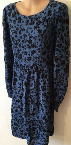 SERAPHINE BLUE FLORAL PRINT ZIP NURSING DRESS SIZE 12