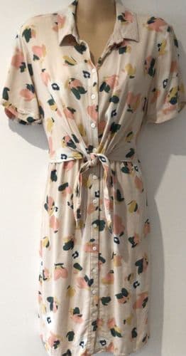 SERAPHINE BLUSH FLORAL TIE FRONT NURSING SHIRT DRESS SIZE 12