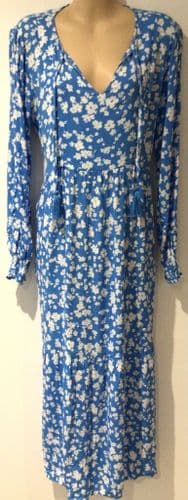 SERAPHINE BRIGHT BLUE FLORAL ZIP NURSING MIDI DRESS SIZE 12