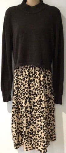 SERAPHINE BROWN LEOPARD 2 PIECE NURSING JUMPER DRESS SIZE 16