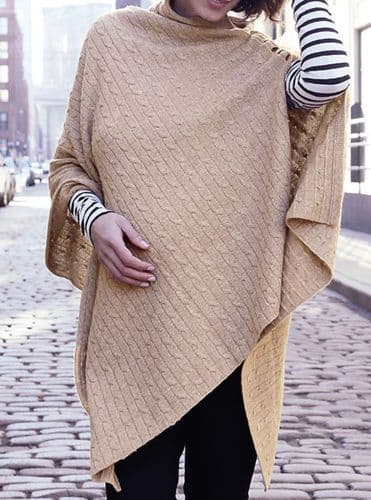 SERAPHINE CAMEL CABLE KNIT MATERNITY/NURSING PONCHO/SHAWL BNWT ONE SIZE