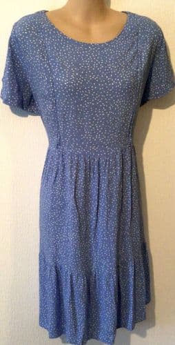SERAPHINE CORNFLOWER BLUE SPOTTY ZIP NURSING MIDI DRESS SIZE 10 (1)