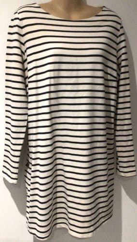 SERAPHINE CREAM STRIPED LONG SLEEVED NURSING TUNIC TOP SIZE 16