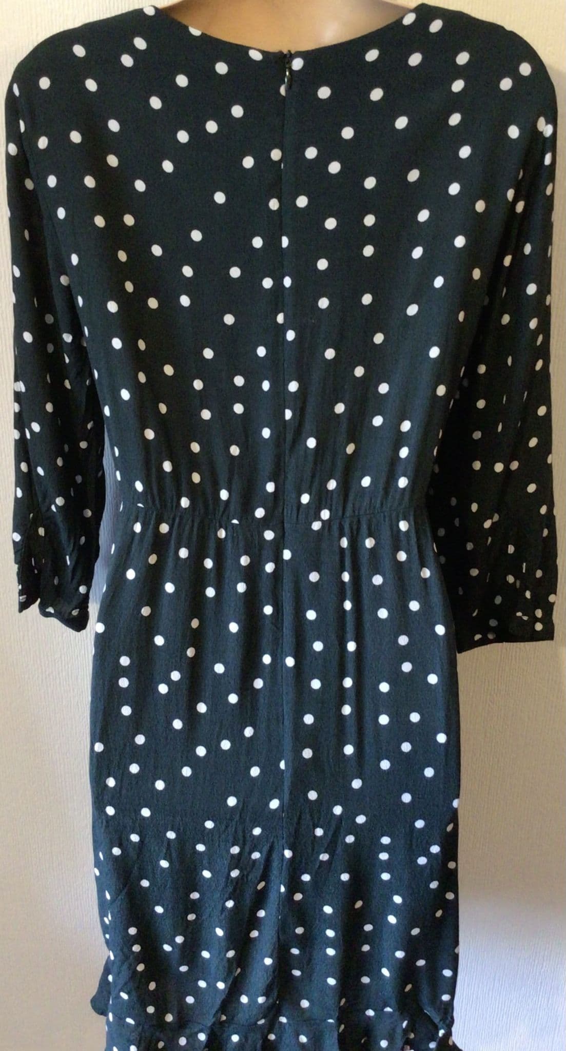 SERAPHINE DARK GREEN SPOTTY FRILL ZIP NURSING MIDI DRESS SIZE 10