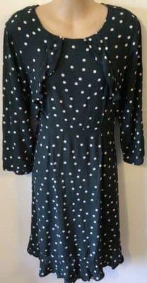 SERAPHINE DARK GREEN SPOTTY FRILL ZIP NURSING MIDI DRESS SIZE 10