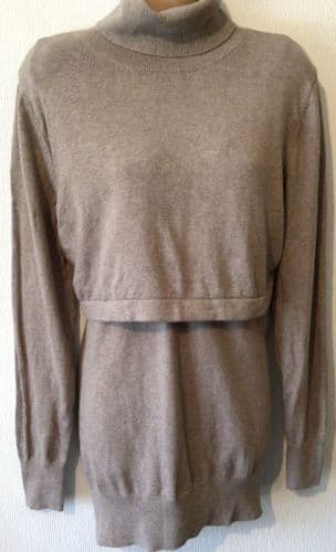 SERAPHINE FAWN ROLL NECK FLAP NURSING JUMPER SIZE M 12-14