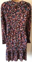 SERAPHINE FLORAL LONG SLEEVE ZIP NURSING MIDI DRESS SIZE 14