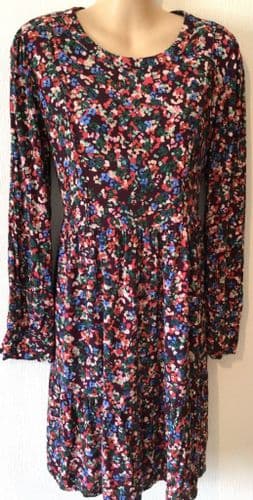 SERAPHINE FLORAL LONG SLEEVE ZIP NURSING MIDI DRESS SIZE 14