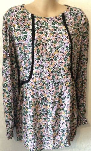 SERAPHINE FLORAL ZIP NURSING LONG SLEEVED TUNIC TOP SIZE 12
