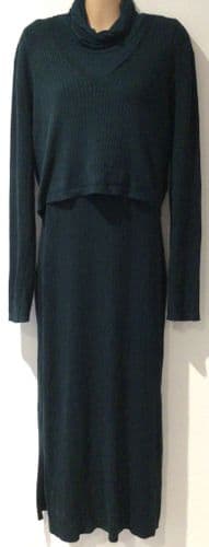 SERAPHINE FOREST GREEN ROLL NECK 2 PIECE NURSING JUMPER DRESS SIZE 16