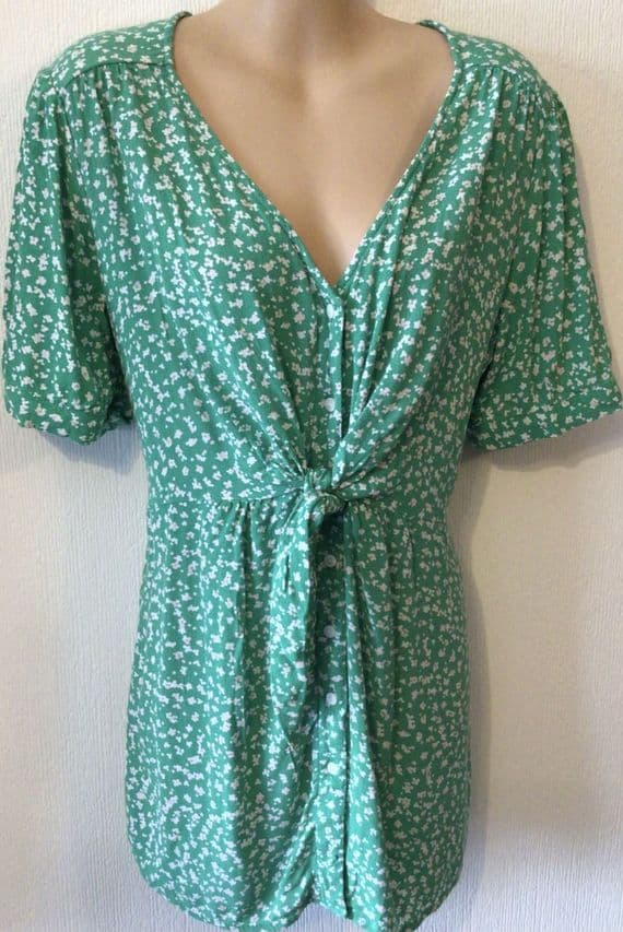 SERAPHINE GREEN FLORAL TIE FRONT NURSING BLOUSE TOP SIZE 10