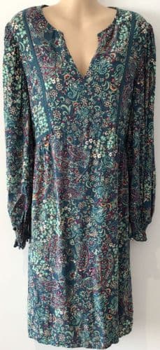 SERAPHINE GREEN PAISLEY PRINT OCCASION MIDI MATERNITY & NURSING DRESS SIZE 14