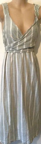 SERAPHINE GREEN STRIPE WRAP MATERNITY/NURSING MIDI SUMMER DRESS SIZE 14